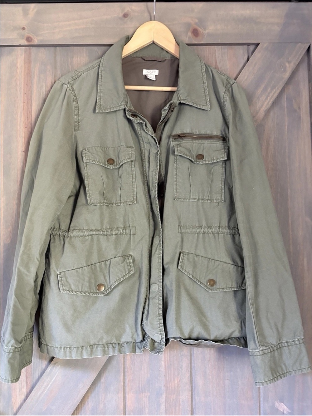 J.Crew Olive Utility Jacket - Women's Large